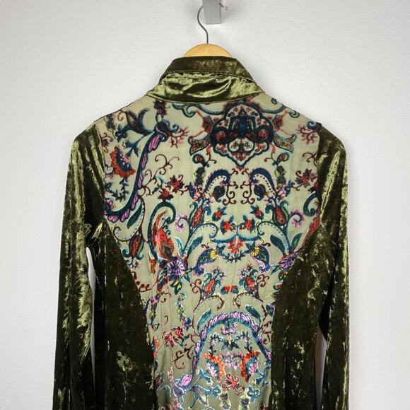 Dor‎ Dor Couture Crushed Velvet Tunic Top S Burnout Whimsigoth Forest Fairy - Picture 7 of 8